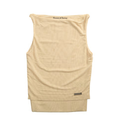 House of Sunny Womens Double Layer Sleeveless Mesh Top Butter