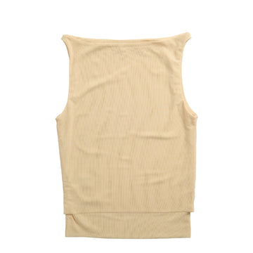 House of Sunny Womens Double Layer Sleeveless Mesh Top Butter