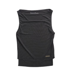 House of Sunny Womens Double Layer Sleeveless Mesh Top Steel Grey