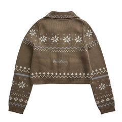 House of Sunny Womens Fairaisle Tripper Cardigan Light Brown