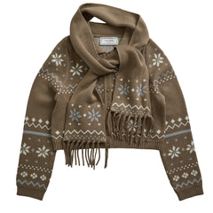 House of Sunny Womens Fairaisle Tripper Cardigan Light Brown