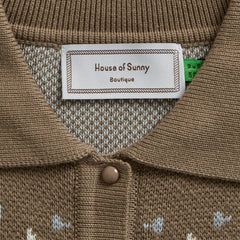 House of Sunny Womens Fairaisle Tripper Cardigan Light Brown