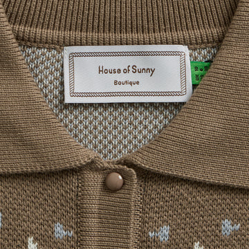 House of Sunny Womens Fairaisle Tripper Cardigan Light Brown