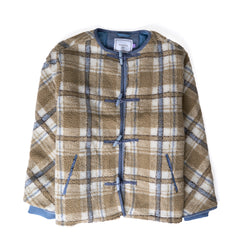 House of Sunny Womens Fleece Scarf Jacket Check Multi