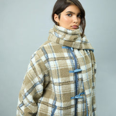 House of Sunny Womens Fleece Scarf Jacket Check Multi
