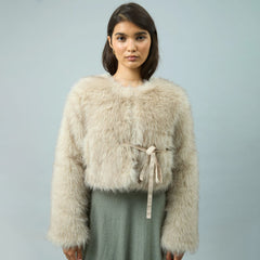 House of Sunny Womens Gaia Fur Jacket Dipped