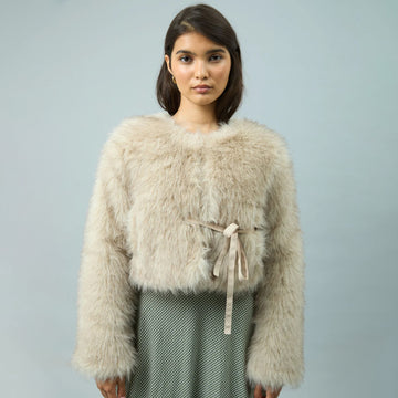 House of Sunny Womens Gaia Fur Jacket Dipped