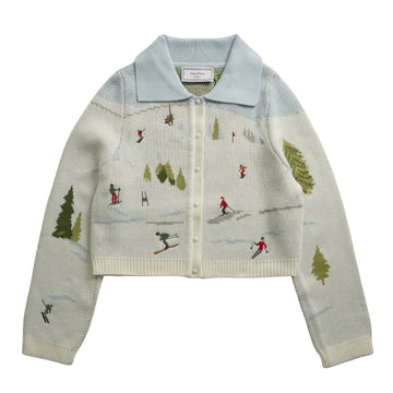 House of Sunny Womens Ski Tripper Cardigan Vintage White