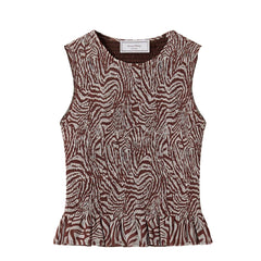 House of Sunny Zebra Mesh Top Cocoa