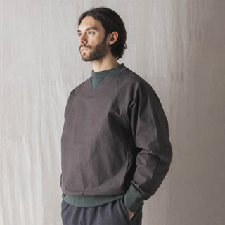 Jackman Back Nep Crew Neck Dark Grey / Green - Parasol Store