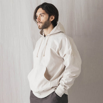 Jackman Back Nep Zip Parka Hooded Sweat Rosin White - Parasol Store