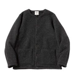 Jackman Wool Collarless Knit Jacket Heather Black - Parasol Store