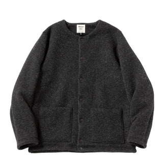 Jackman Wool Collarless Knit Jacket Heather Black