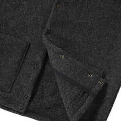 Jackman Wool Collarless Knit Jacket Heather Black - Parasol Store