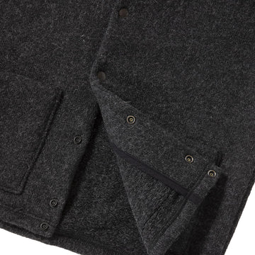 Jackman Wool Collarless Knit Jacket Heather Black