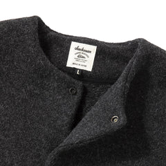 Jackman Wool Collarless Knit Jacket Heather Black - Parasol Store