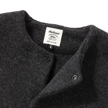 Jackman Wool Collarless Knit Jacket Heather Black