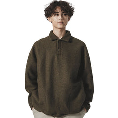 Jackman Wool HIMO Polo Knit Olive - Parasol Store