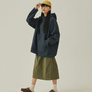 Kappy Button Hoodie Anorak Deep Navy - Parasol Store