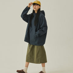 Kappy Button Hoodie Anorak Deep Navy - Parasol Store
