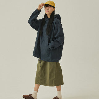 Kappy Button Hoodie Anorak Deep Navy - Parasol Store