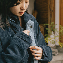 Kappy Corduroy Mountain Jacket Navy - Parasol Store