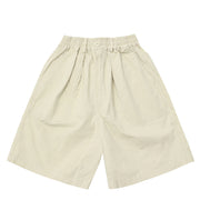 Kappy One Tuck Wide Fatigue Half Pants Cream - Parasol Store