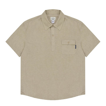 Kappy Pigment Henley Neck Half Shirt Beige - Parasol Store