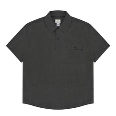 Kappy Pigment Henley Neck Half Shirt Charcoal - Parasol Store