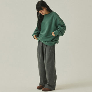 Kappy Pigment Two Tuck Wide Pants Charcoal - Parasol Store