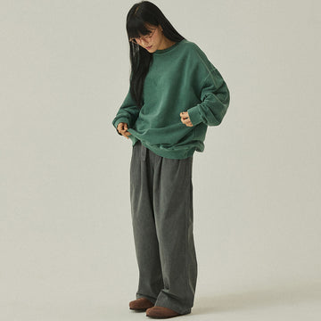 Kappy Pigment Two Tuck Wide Pants Charcoal - Parasol Store