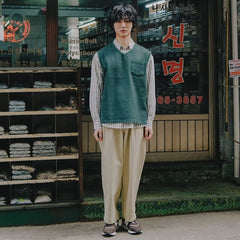 Kappy Pintuck Wide Chino Pants Beige - Parasol Store
