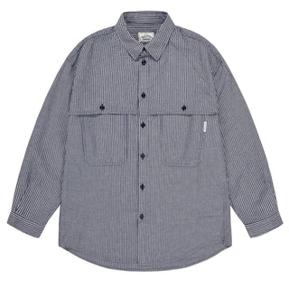 Kappy Stripe Pocket Work Shirt Navy - Parasol Store