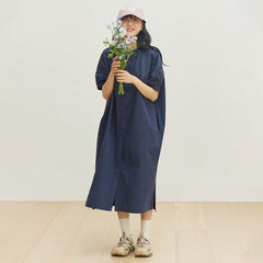 Kappy Womens Band Collar Dress Navy - Parasol Store