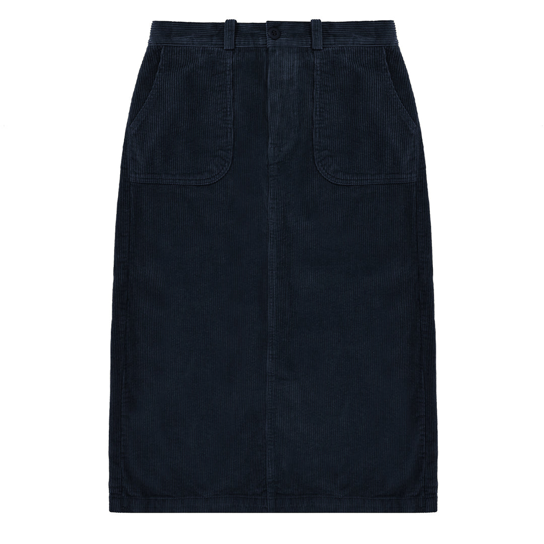 Kappy Womens Corduroy Fatigue Skirt Navy - Parasol Store