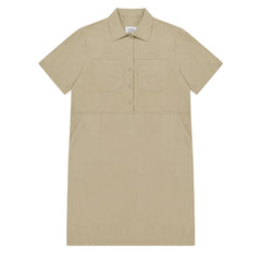 Kappy Womens Pocket Half Shirt Dress Beige - Parasol Store
