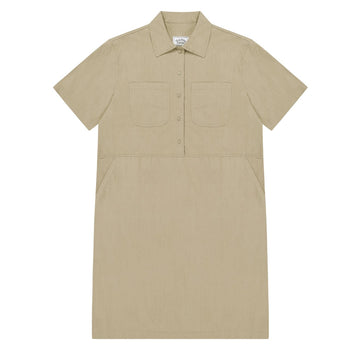 Kappy Womens Pocket Half Shirt Dress Beige - Parasol Store