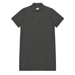 Kappy Womens Pocket Half Shirt Dress Charcoal - Parasol Store