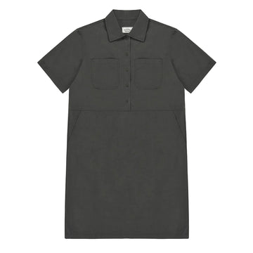 Kappy Womens Pocket Half Shirt Dress Charcoal - Parasol Store