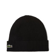 ​Lacoste Unisex Ribbed Wool Beanie Black
