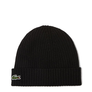 ​Lacoste Unisex Ribbed Wool Beanie Black