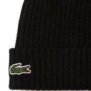 ​Lacoste Unisex Ribbed Wool Beanie Black