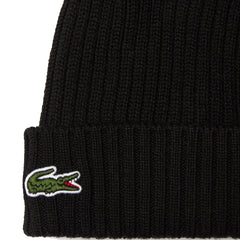 ​Lacoste Unisex Ribbed Wool Beanie Black