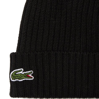 ​Lacoste Unisex Ribbed Wool Beanie Black
