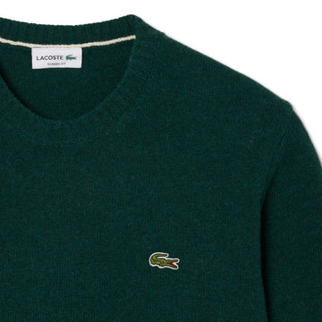 Lacoste Carded Wool Crew Neck Sweater Sinople Green - Parasol Store