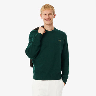 Lacoste Carded Wool Crew Neck Sweater Sinople Green - Parasol Store