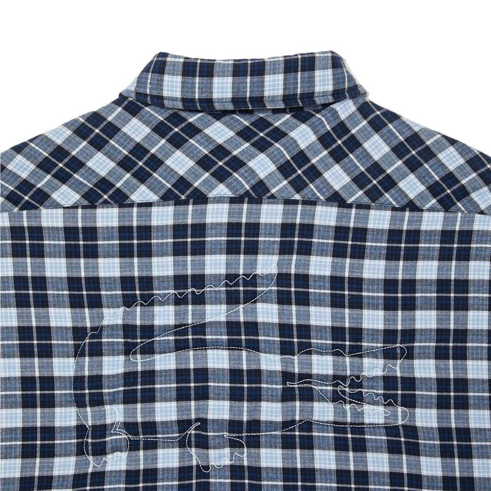 ​Lacoste Checked Overshirt with Quilted Lining Navy Blue / White