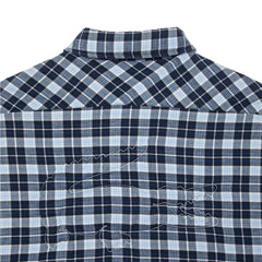 ​Lacoste Checked Overshirt with Quilted Lining Navy Blue / White
