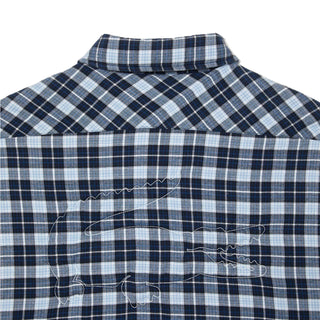 ​Lacoste Checked Overshirt with Quilted Lining Navy Blue / White