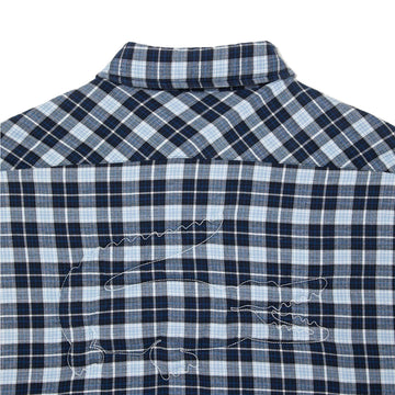 ​Lacoste Checked Overshirt with Quilted Lining Navy Blue / White